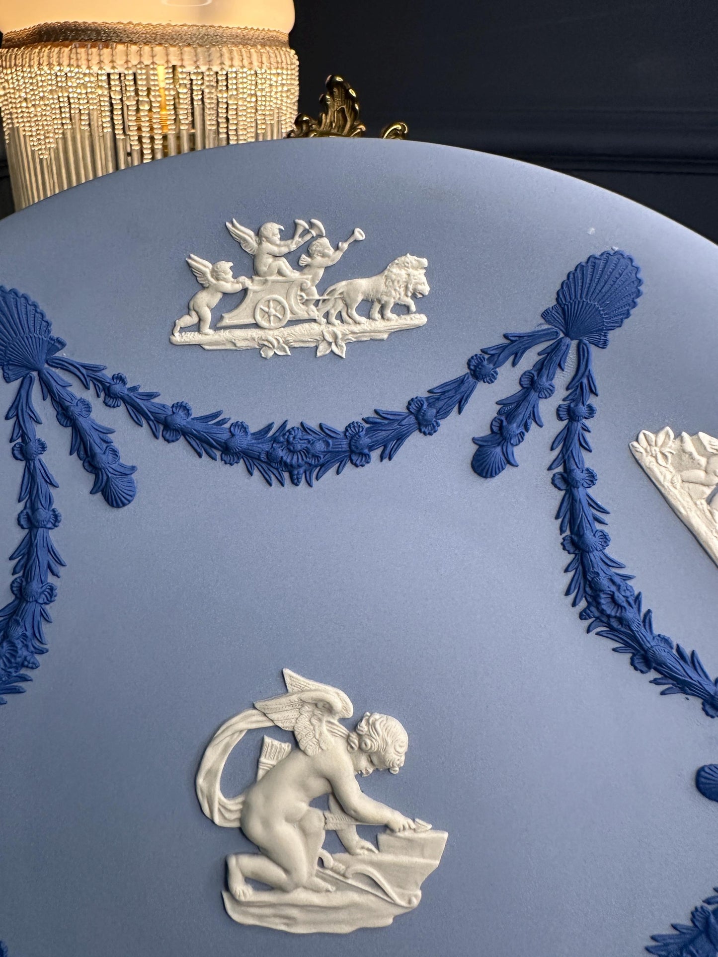 Wedgwood Jasperware Tri Colour Cake Plate Cupid Sharpening His Arrow