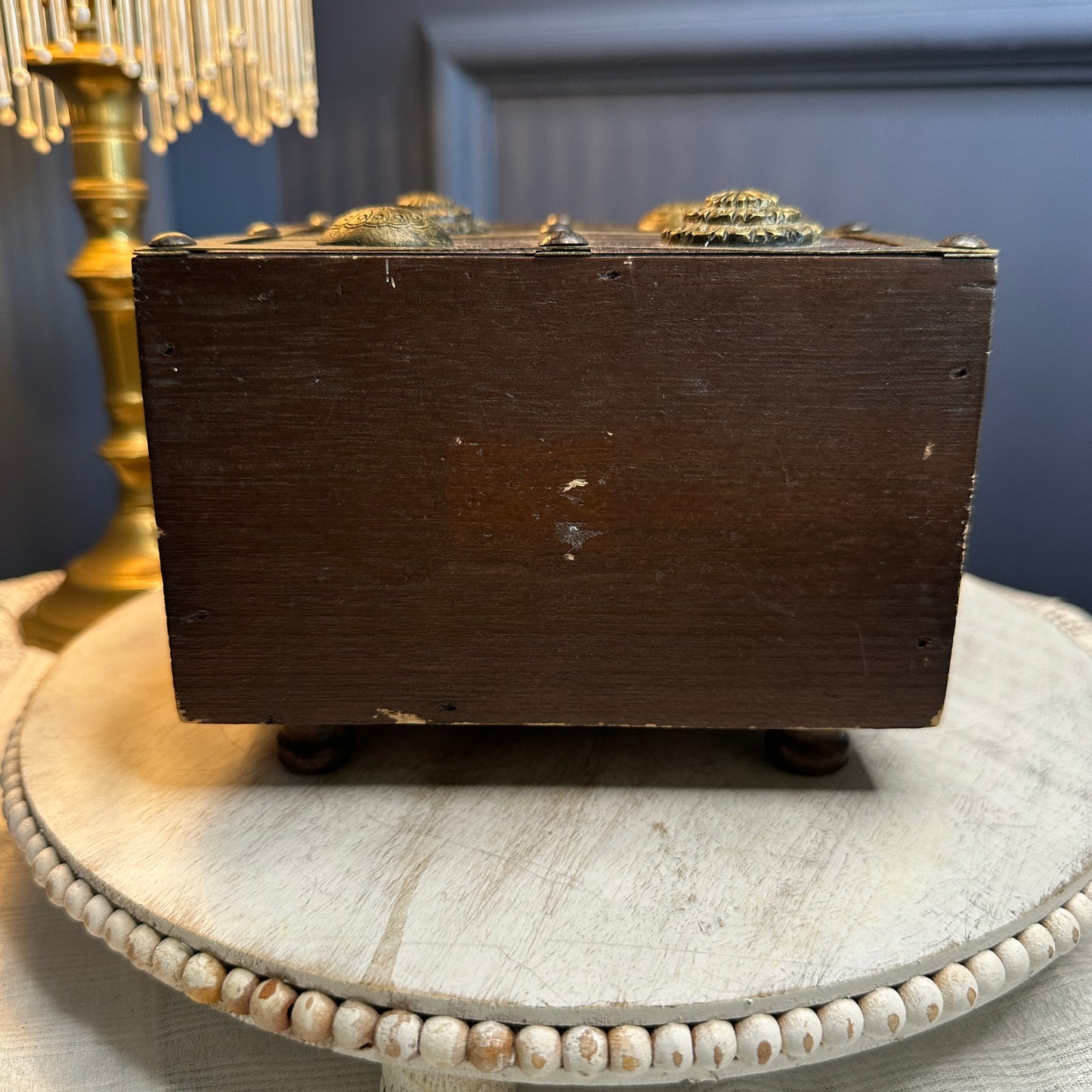 Vintage Wooden Apothecary Chest with Carved Detail | 2-Drawer Storage Box