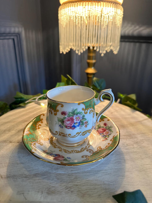 Royal Albert Memory Green Teacup and Saucer: Vintage English Bone China