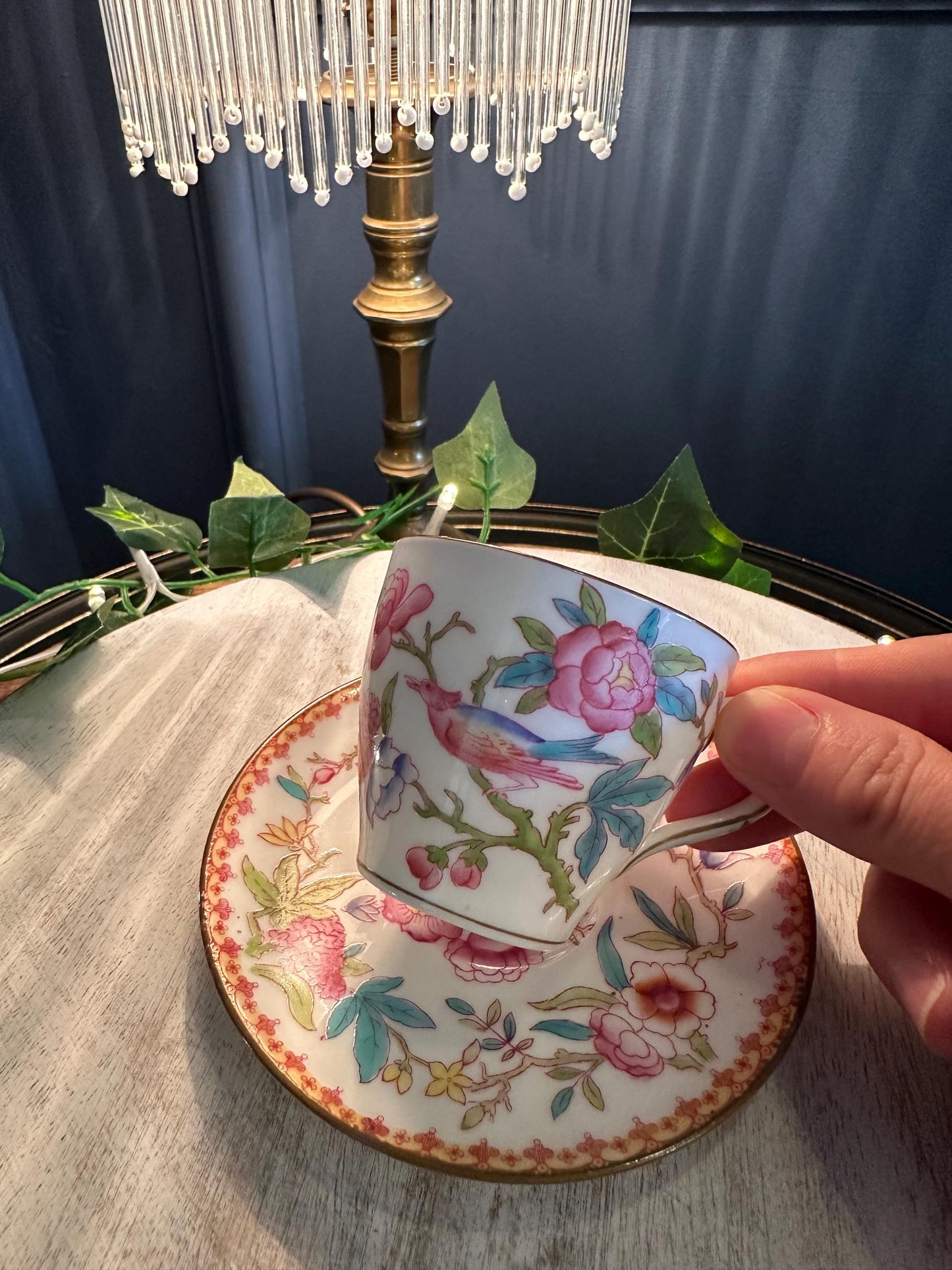 Antique Royal Doulton Teacup & Saucer: Hand-Painted Floral Bone China, Pattern E2929