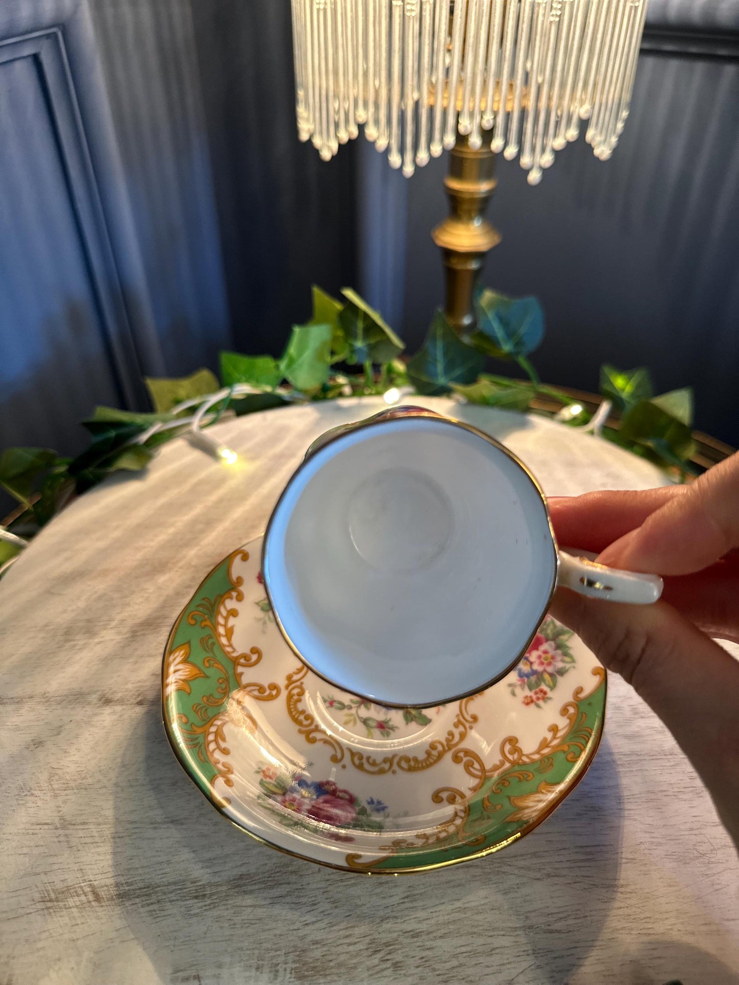 Royal Albert Memory Green Teacup and Saucer: Vintage English Bone China