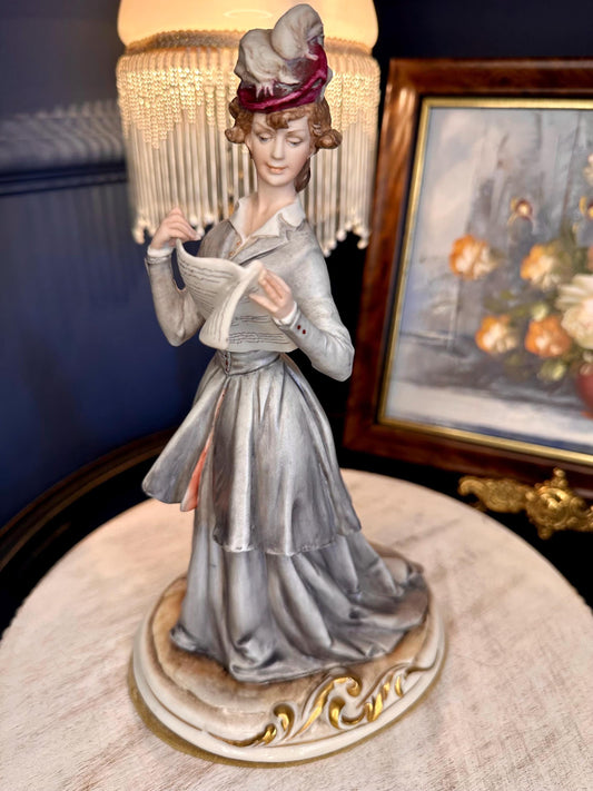 Vintage Capodimonte Porcelain Lady Reading Figurine by Bruno Merli | Italian 20cm Sculpture | Hand Painted Collectible Home Decor