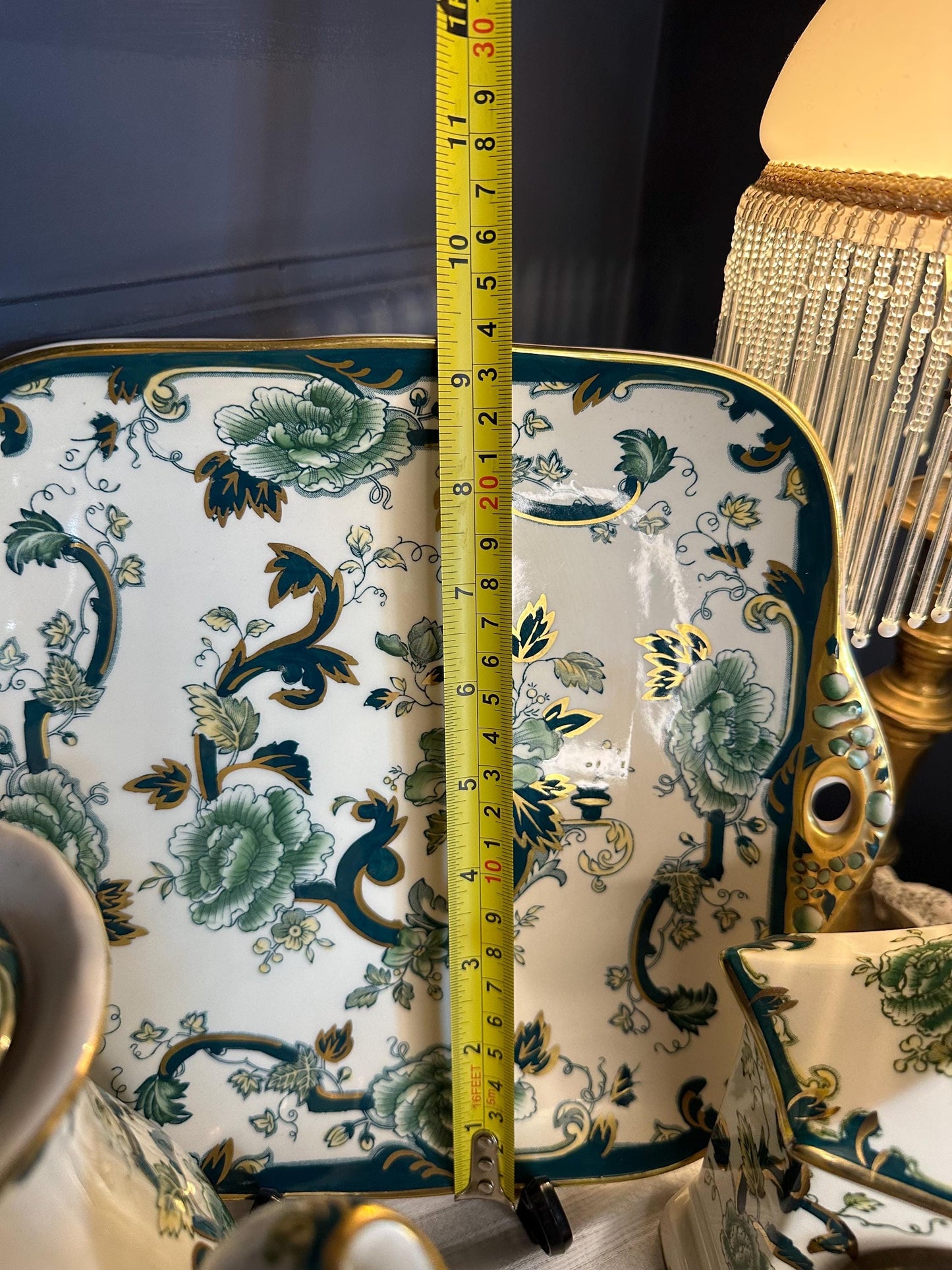 Vintage Mason’s Chartreuse Green Floral China • Plates, Teapot, Clock, Bowls, Jars • English Ironstone Dinnerware