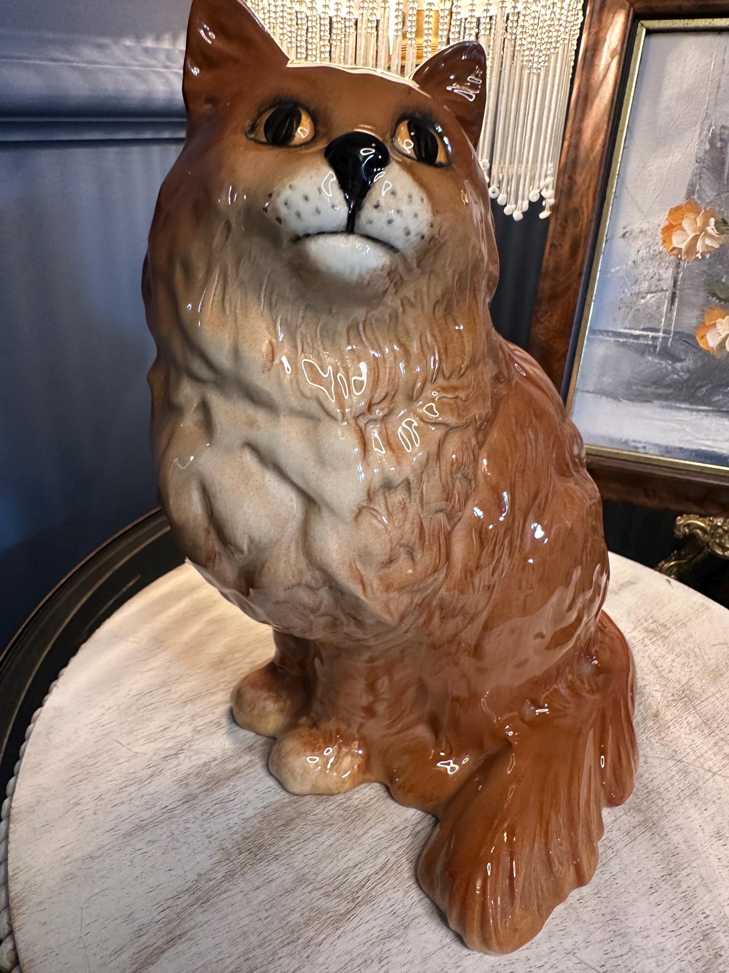 Vintage Beswick Cat Figurine: Large Persian Style Ceramic Ornament