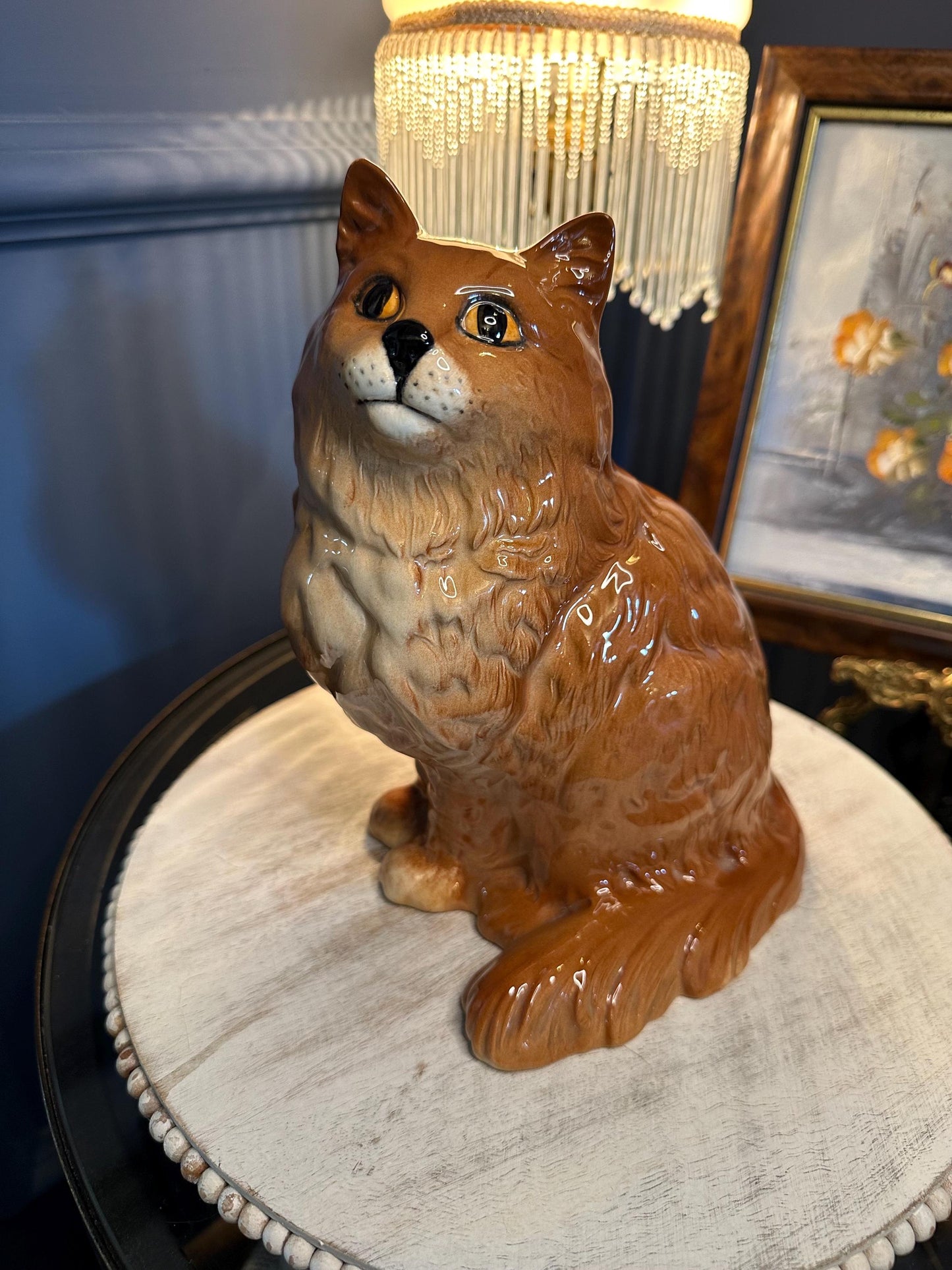 Vintage Beswick Cat Figurine: Large Persian Style Ceramic Ornament