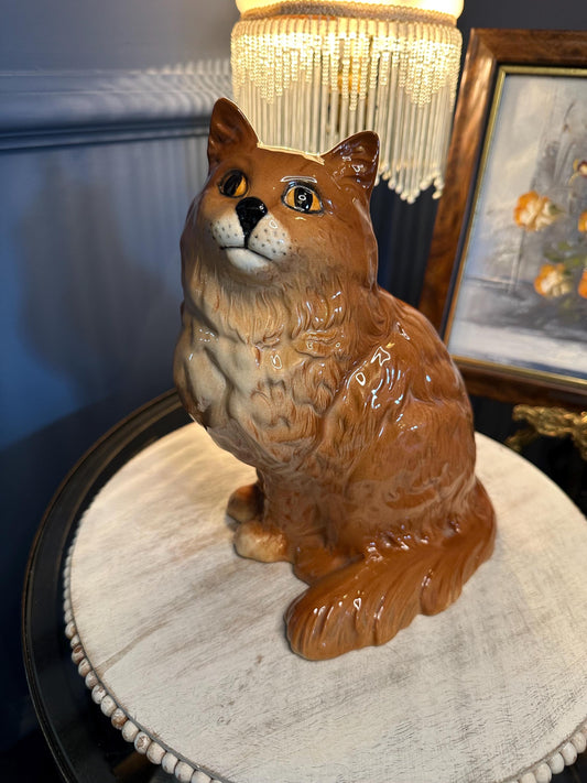 Vintage Beswick Cat Figurine: Large Persian Style Ceramic Ornament