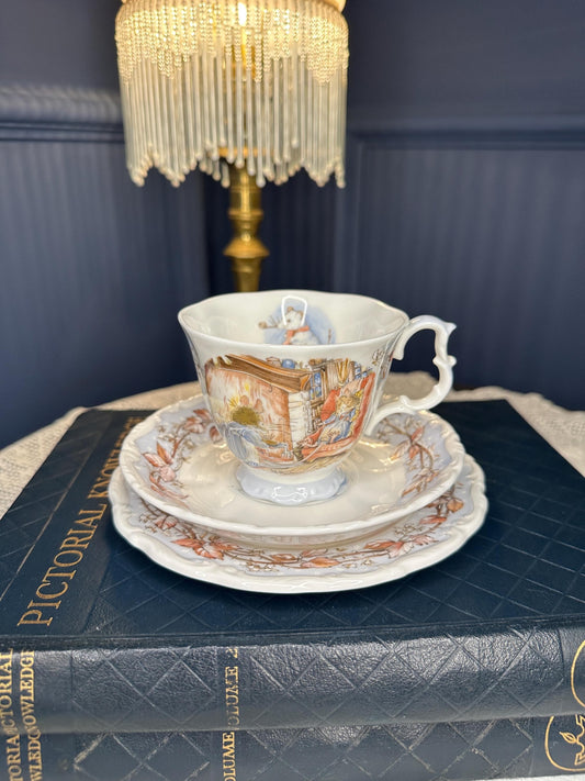 Royal Doulton Brambly Hedge Winter Tea Set 1983 | Jill Barklem Bone China Cup Saucer Plate | Vintage English Teacup Trio Cottagecore Gift