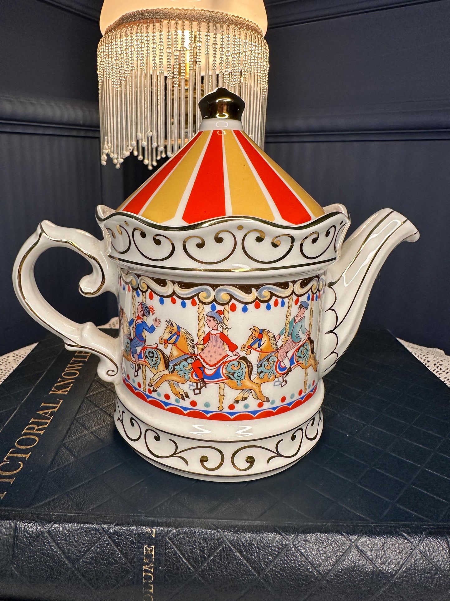Sadler Carousel Teapot Vintage | Edwardian Entertainments Teapot | Staffordshire England Novelty Teapot | Collectible Circus Carousel Teapot