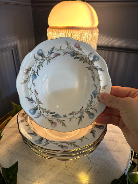 Vintage Royal Albert Brigadoon Bowls (Set of 5) – Fine Bone China Dessert Bowls