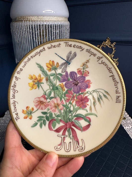Edith Holden Country Diary Wall Plates July–December Set – Vintage Botanical Plates – Cottagecore Wall Decor – Collectible Literary Plates