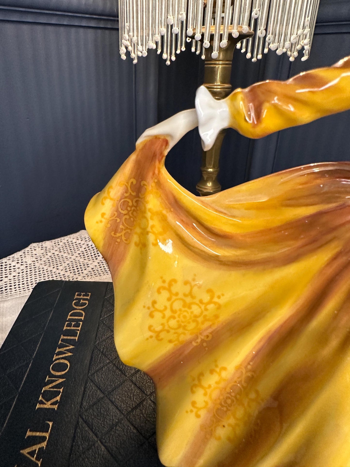 Royal Doulton "Kirsty" HN 2381 Vintage Bone China Figurine | 1970 Peggy Davies Classic | Mustard Yellow Gown | Collectible English Porcelain