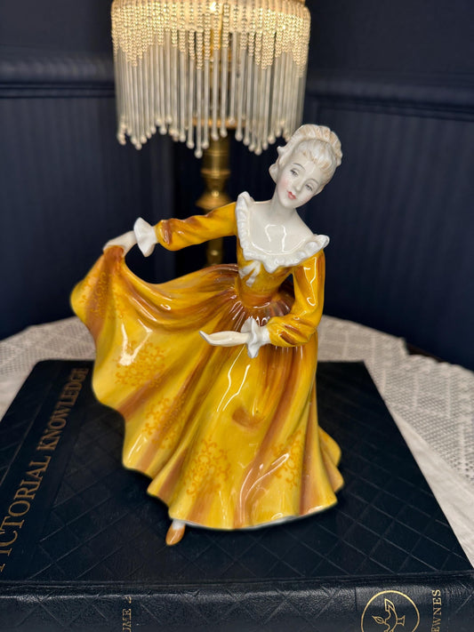Royal Doulton "Kirsty" HN 2381 Vintage Bone China Figurine | 1970 Peggy Davies Classic | Mustard Yellow Gown | Collectible English Porcelain