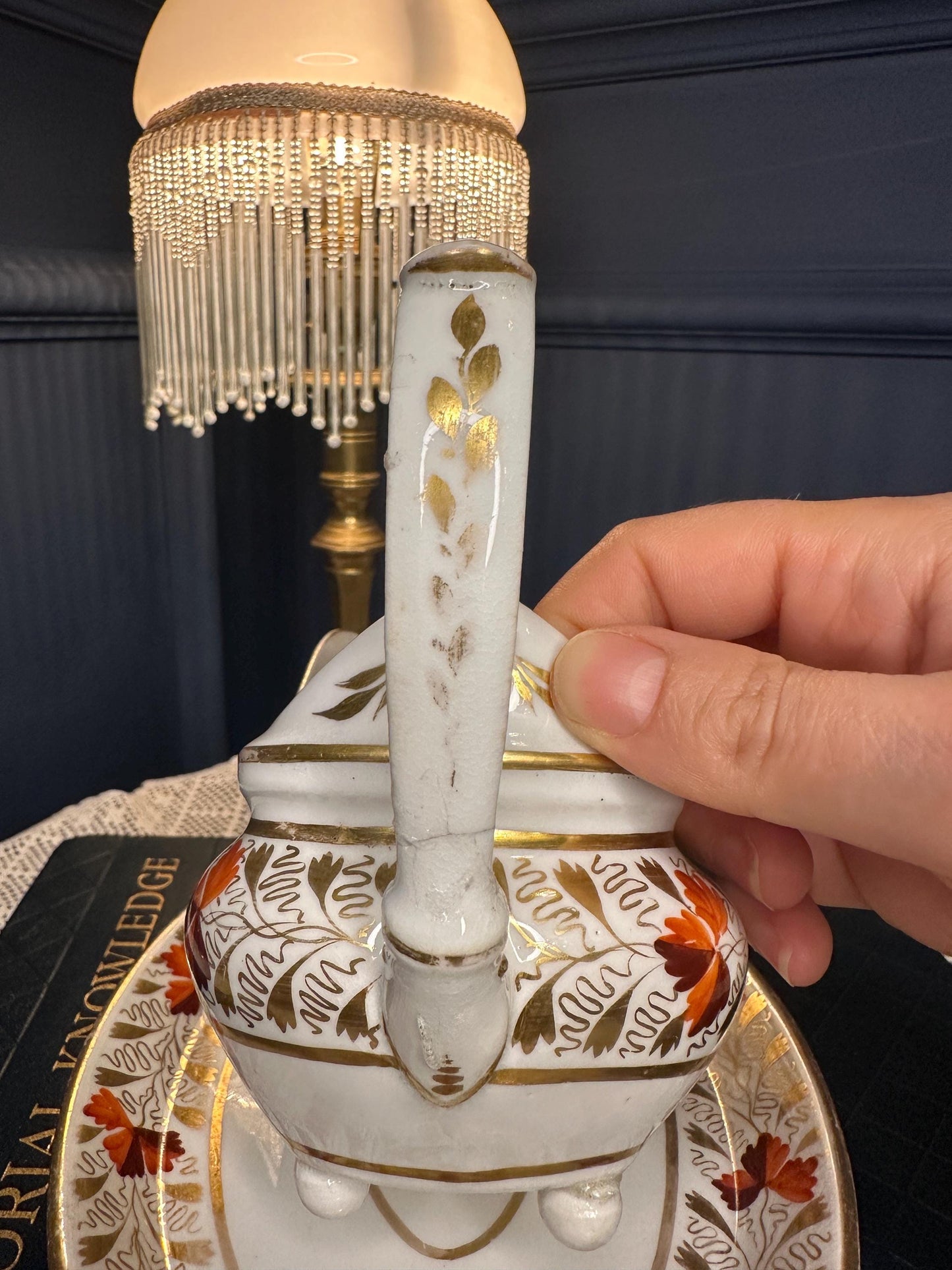 Antique Royal Crown Derby Gravy Boat & Stand c.1806–1825 | Georgian Imari Porcelain Sauce Boat | 200+ Year Old